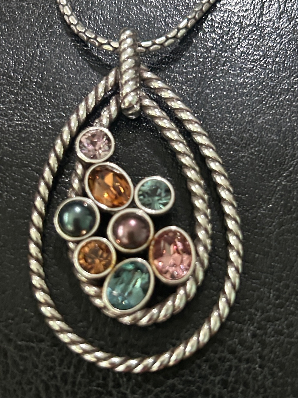 Brighton Halo Silver-Tone Teardrop Necklace and Earrings with Pouch